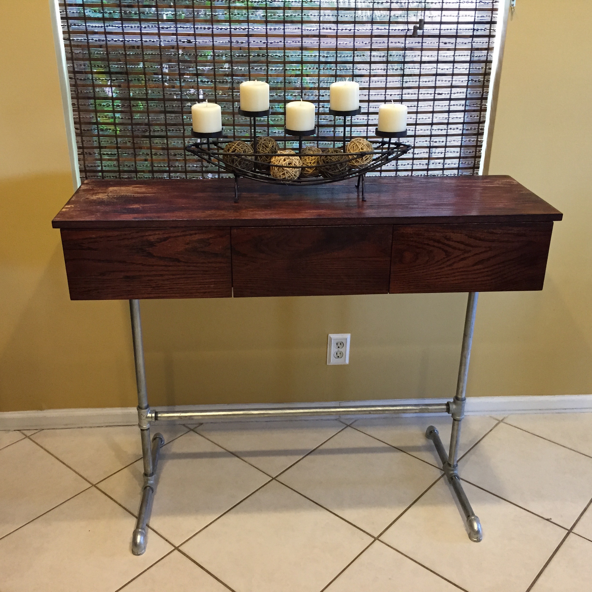 Console Table Solid Red Oak